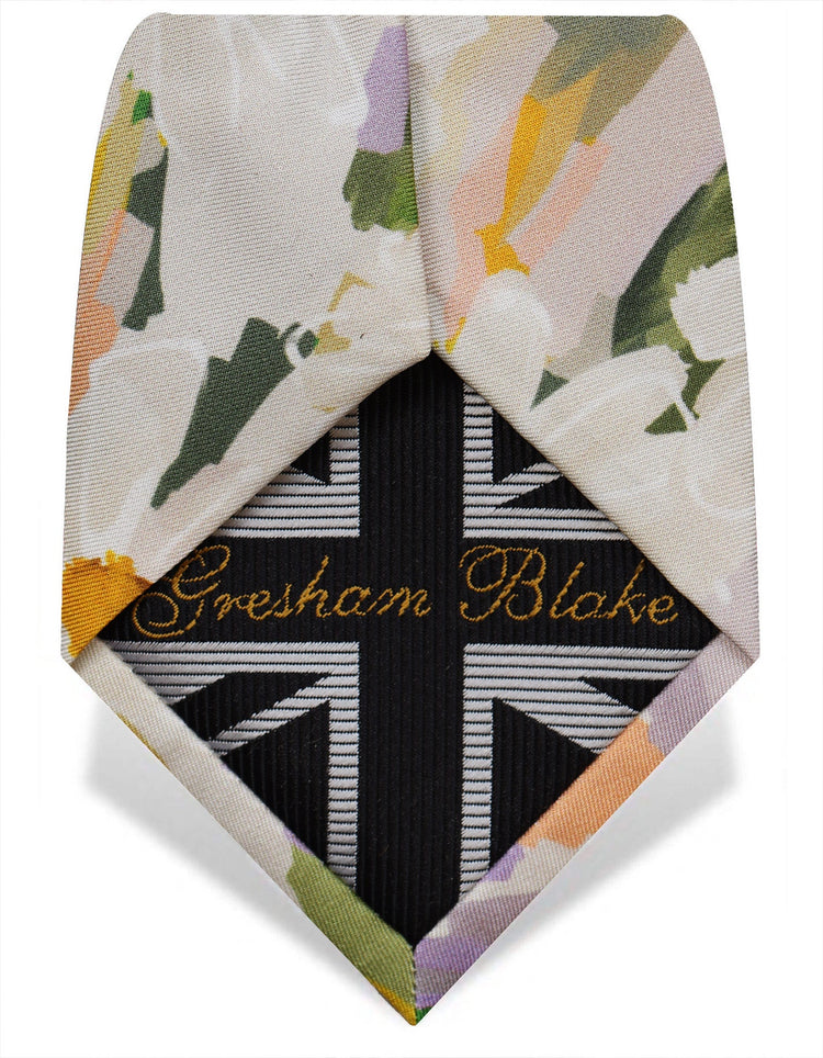 Painted Daisies Printed Silk Twill Tie - Gresham Blake Online