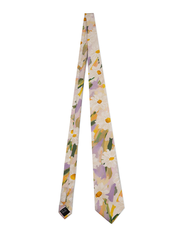 Painted Daisies Printed Silk Twill Tie - Gresham Blake Online