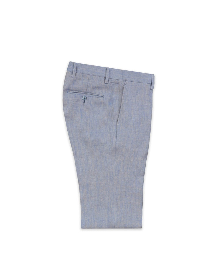 Pale Blue Herringbone Linen Suit - Gresham Blake Online