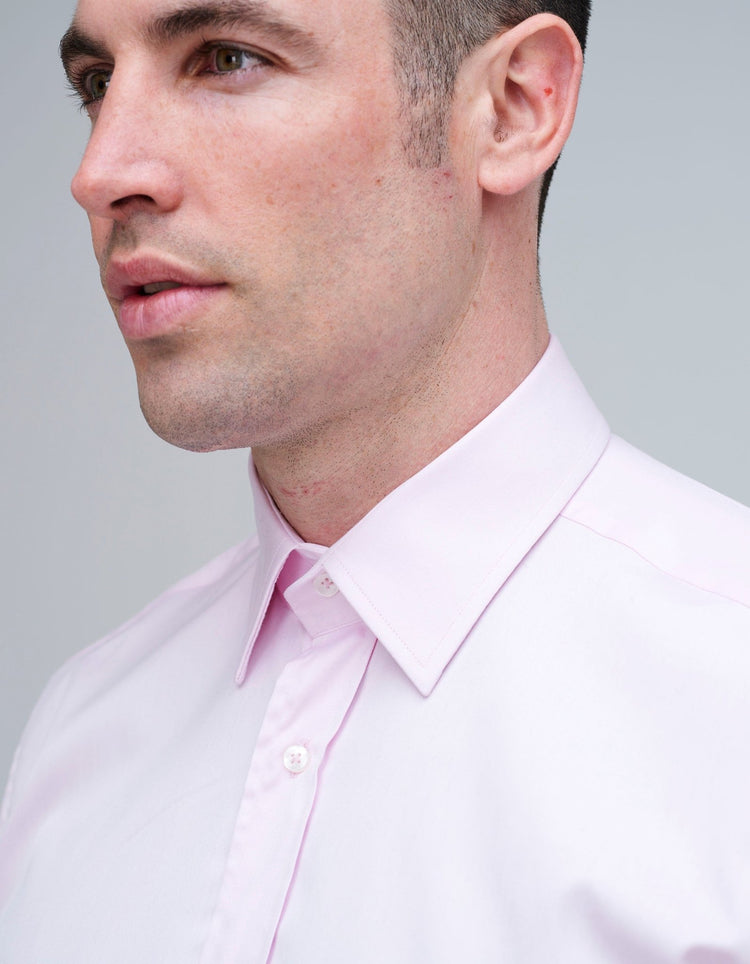 Pale Pink Double Cuff Kent Collar Shirt - Gresham Blake Online