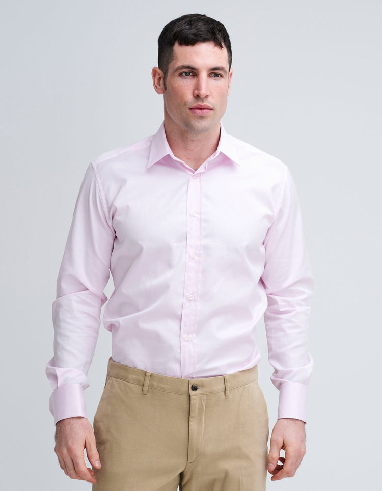 Pale Pink Double Cuff Kent Collar Shirt - Gresham Blake Online