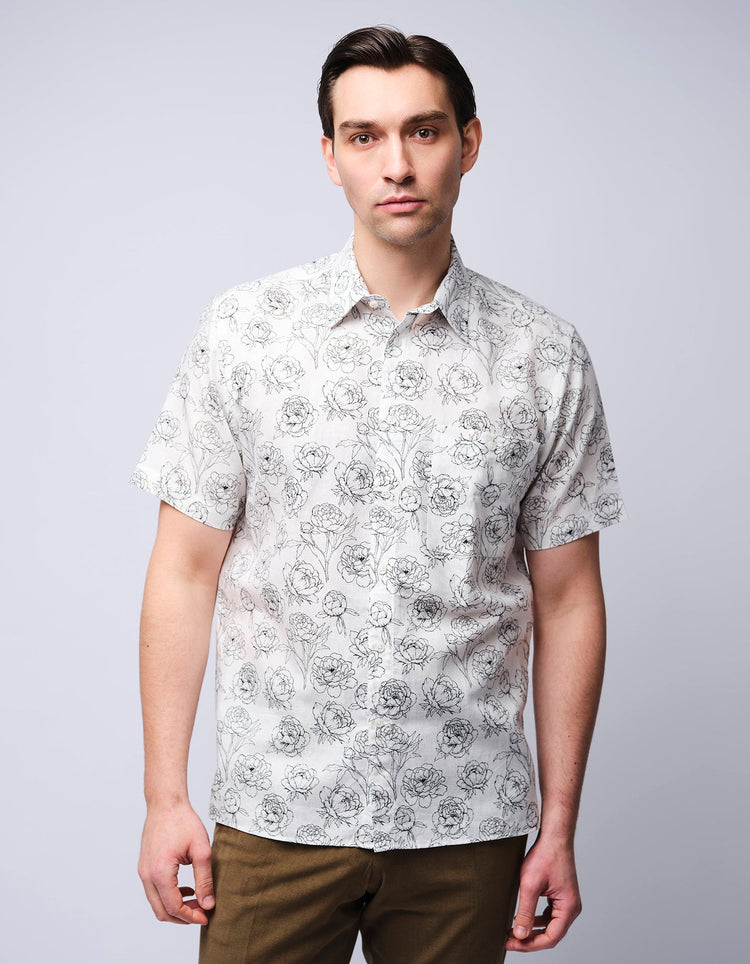 Peonies Short Sleeve Shirt - Gresham Blake Online