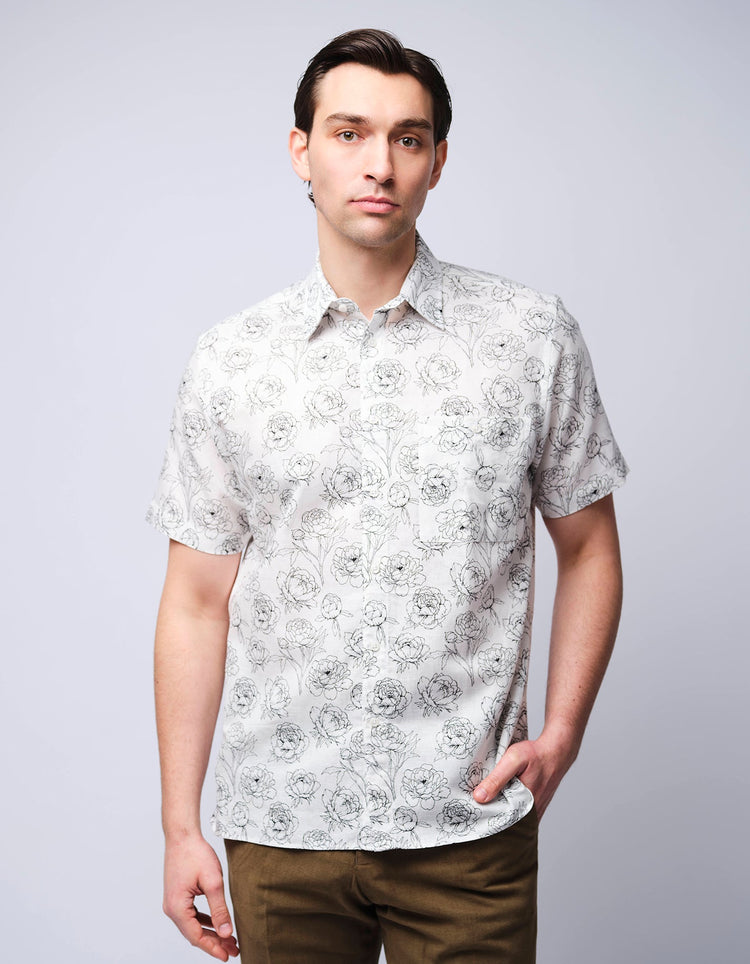 Peonies Short Sleeve Shirt - Gresham Blake Online