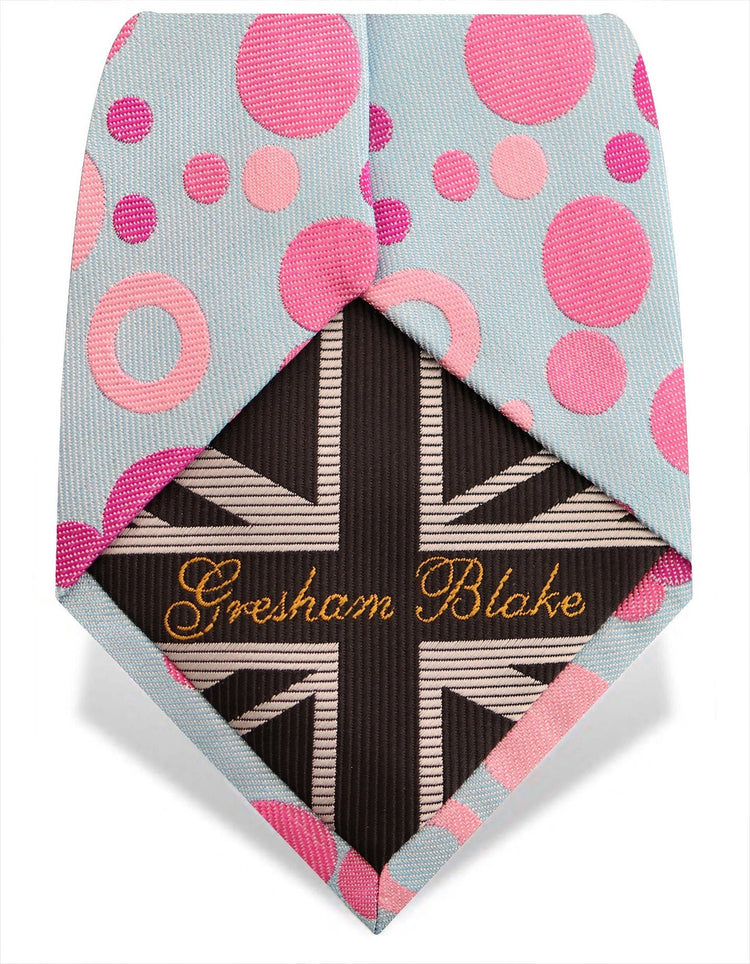 Pink & Blue Spots Silk Tie - Gresham Blake Online