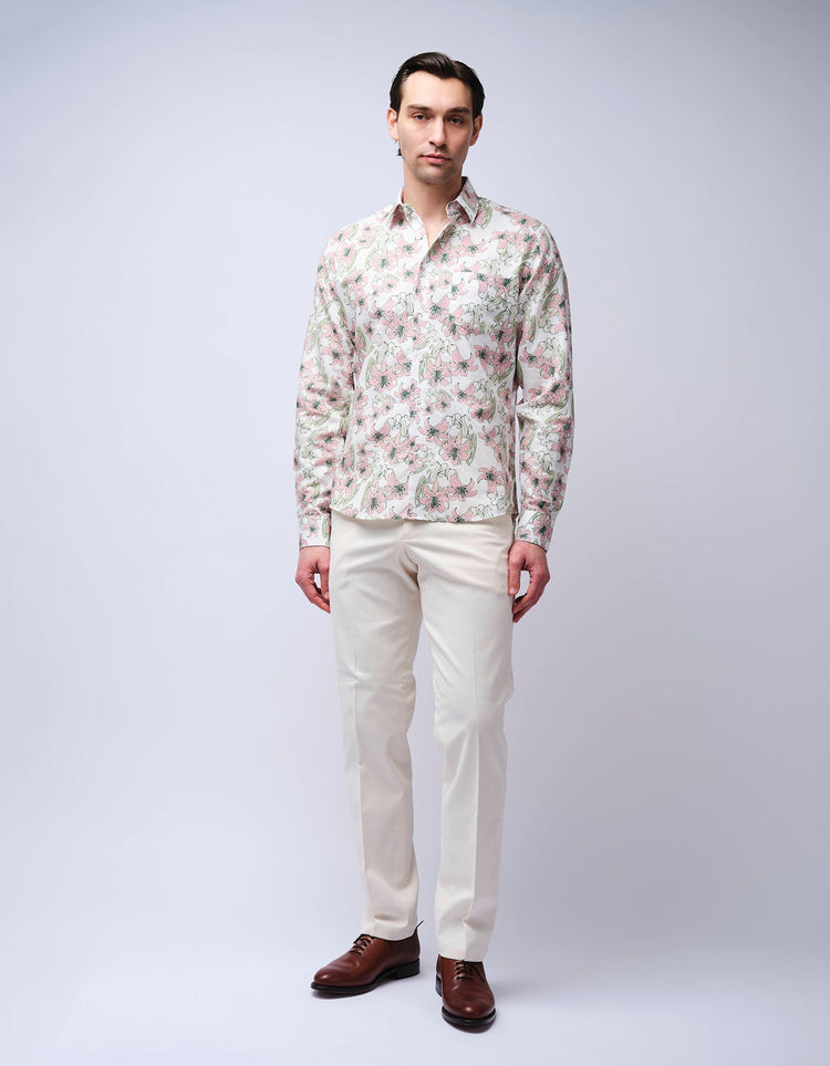 Pink Lilies Linen Shirt - Gresham Blake Online