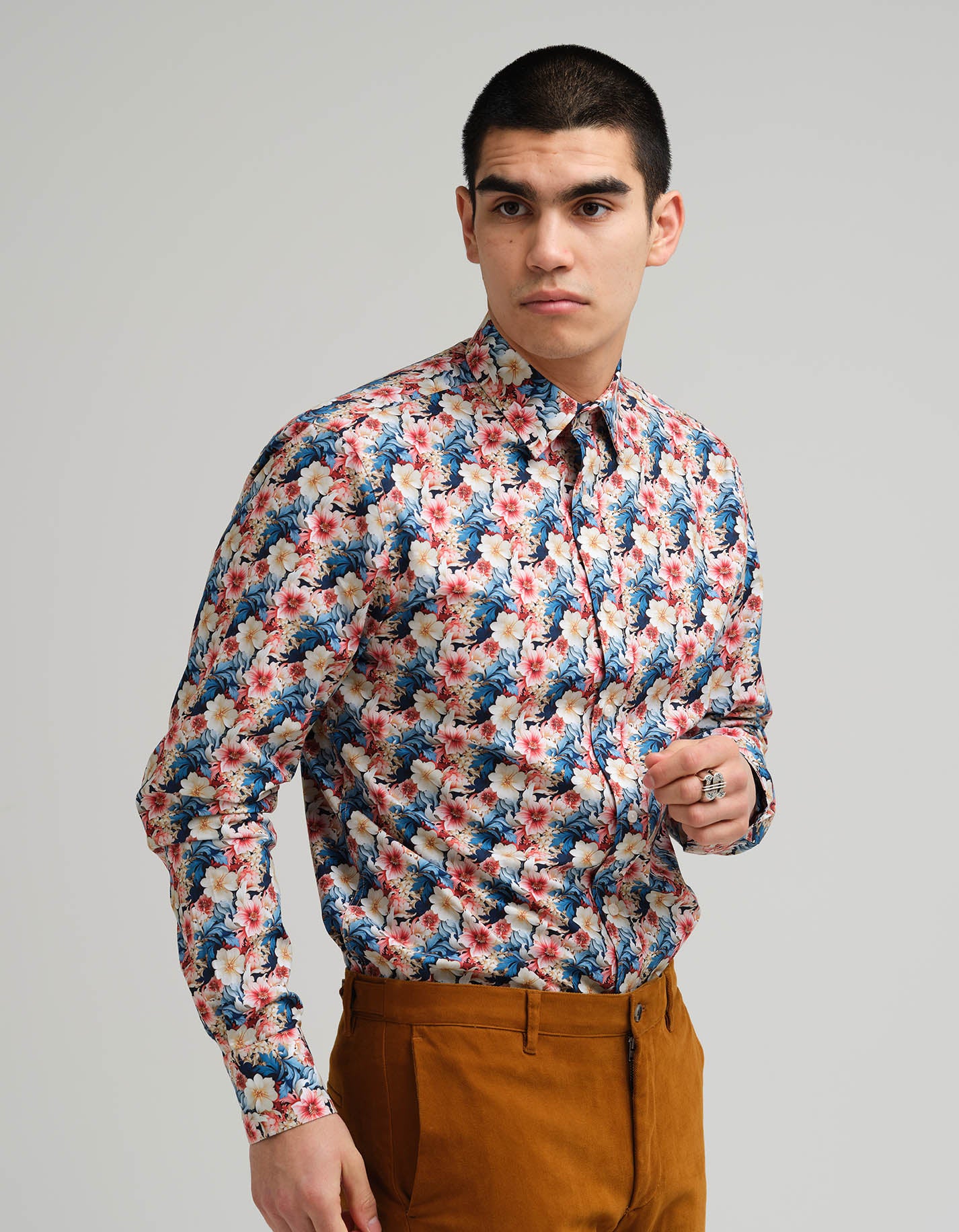 Tropical Blue & Pink Floral Shirt – Gresham Blake Online