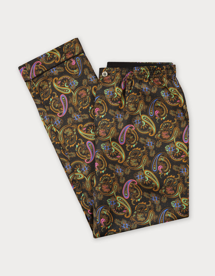 Teal Paisley Silk Pyjamas
