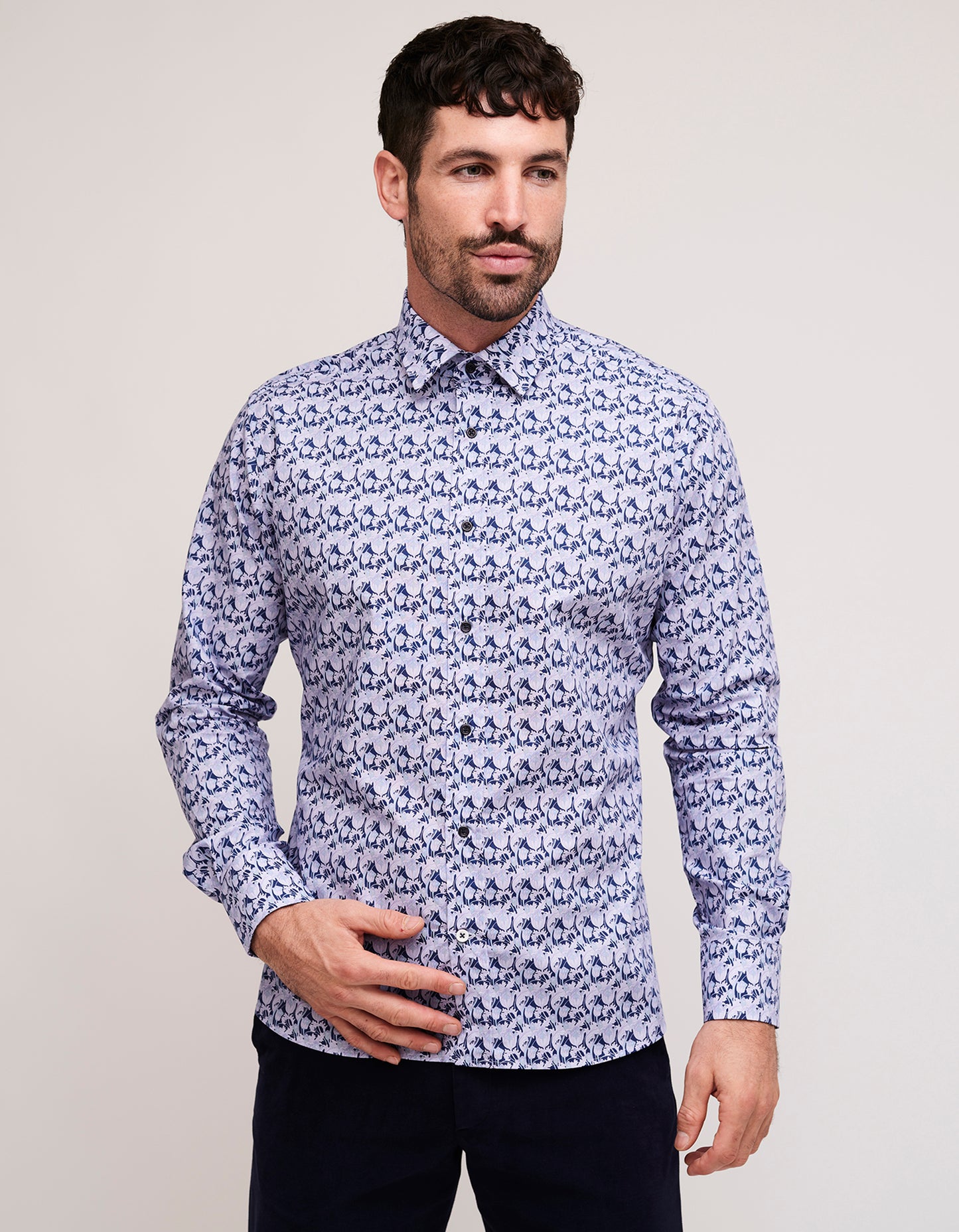 printed floral mens long sleeve shirt