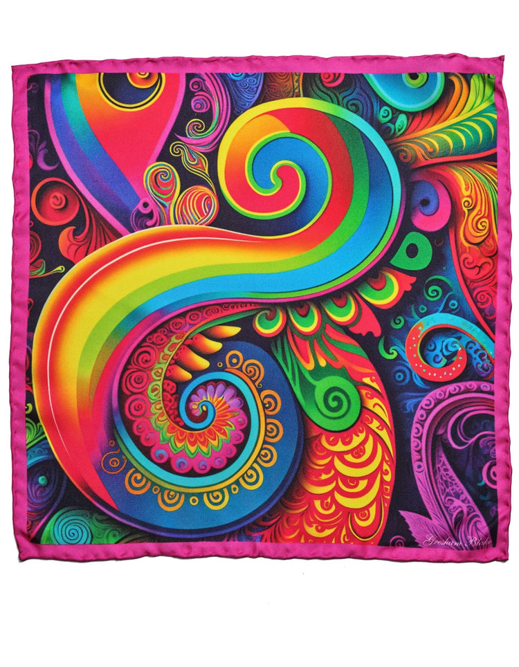 Rainbow Modern Paisley Silk Pocket Square - Gresham Blake Online