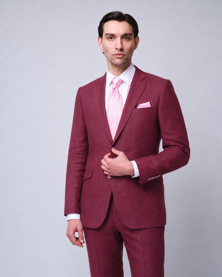 Raspberry Linen Suit - Gresham Blake Online