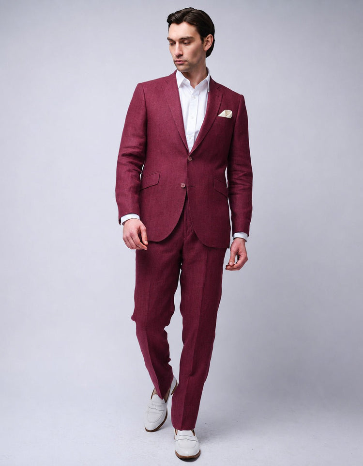 Raspberry Linen Suit - Gresham Blake Online