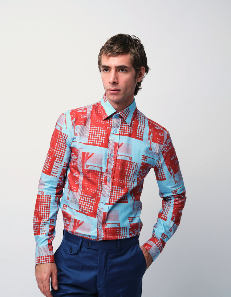 Red & Blue Collage Shirt - Gresham Blake Online