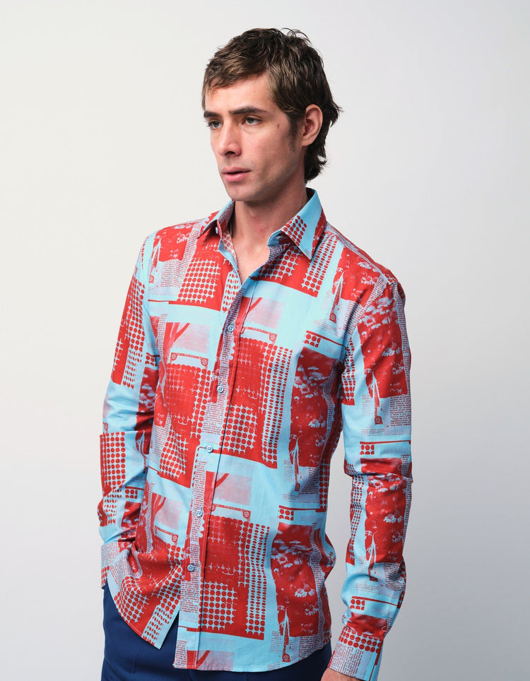 Red & Blue Collage Shirt - Gresham Blake Online