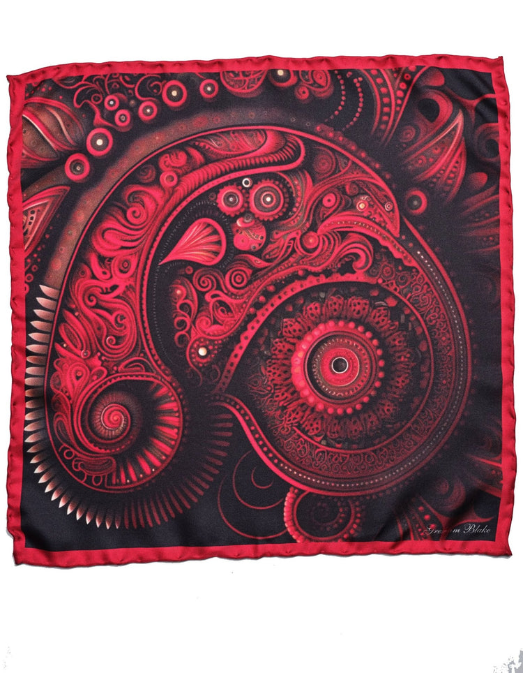 Red Modern Paisley Silk Pocket Square - Gresham Blake Online
