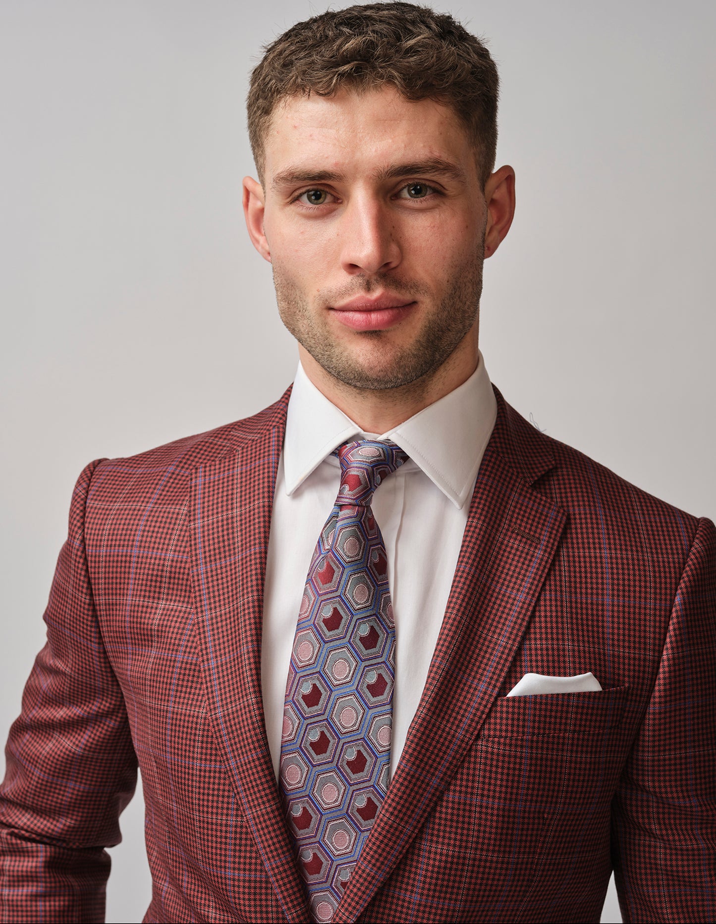 Red & Black Check Wool 2 Piece Suit