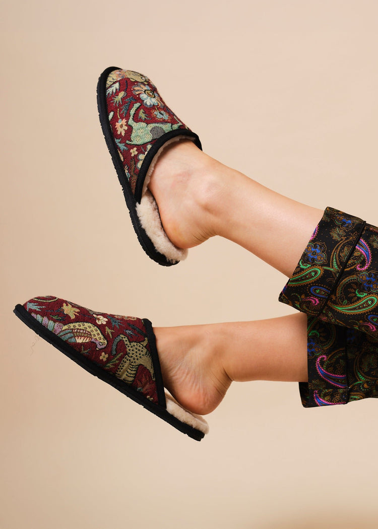 Red Tapestry Slippers - Gresham Blake Online