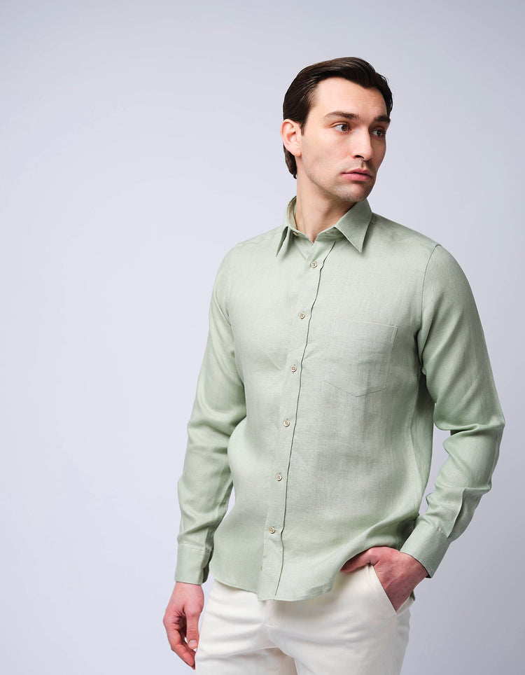 Sage Linen Shirt - Gresham Blake Online