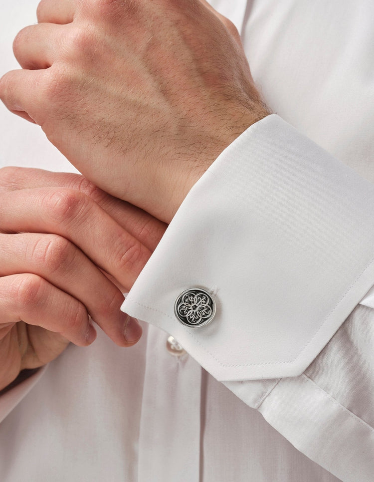 Silver Enamel Logo Cufflinks - Gresham Blake Online