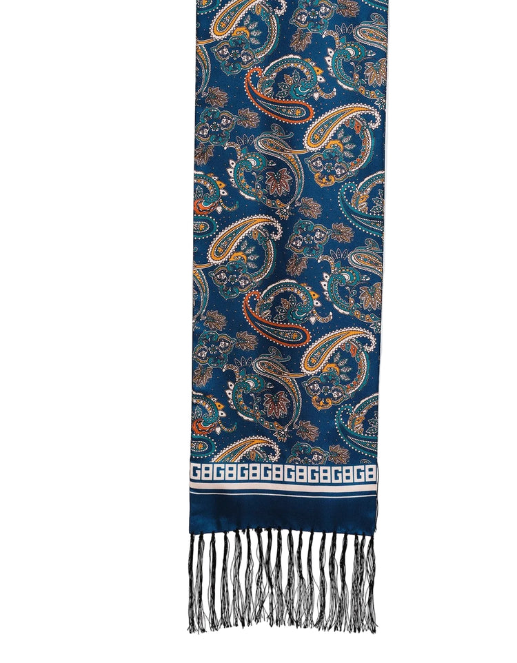 Teal & Orange Paisley Silk Scarf - Gresham Blake Online