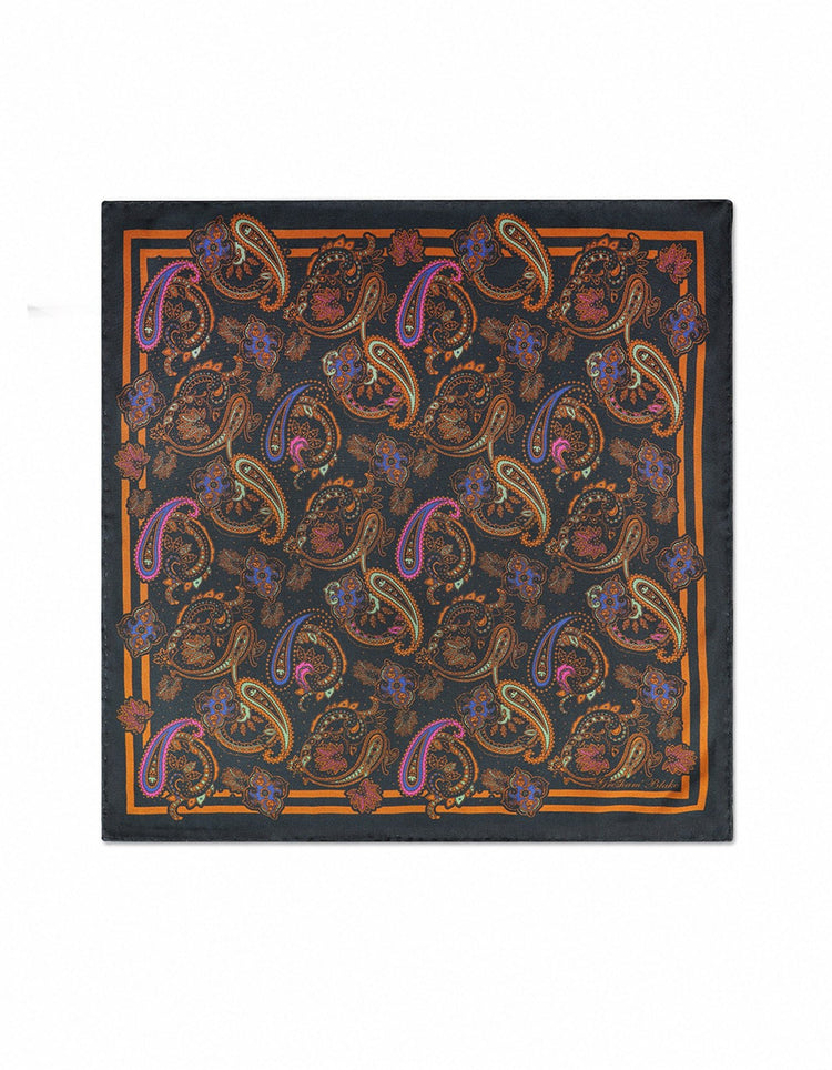 Teal Paisley Silk Pocket Square - Gresham Blake Online