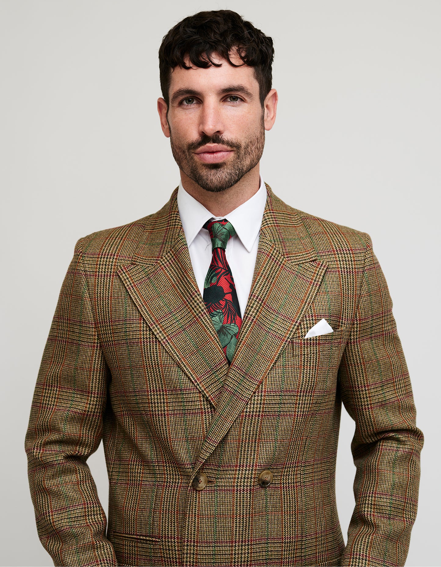 mens brown check coat
