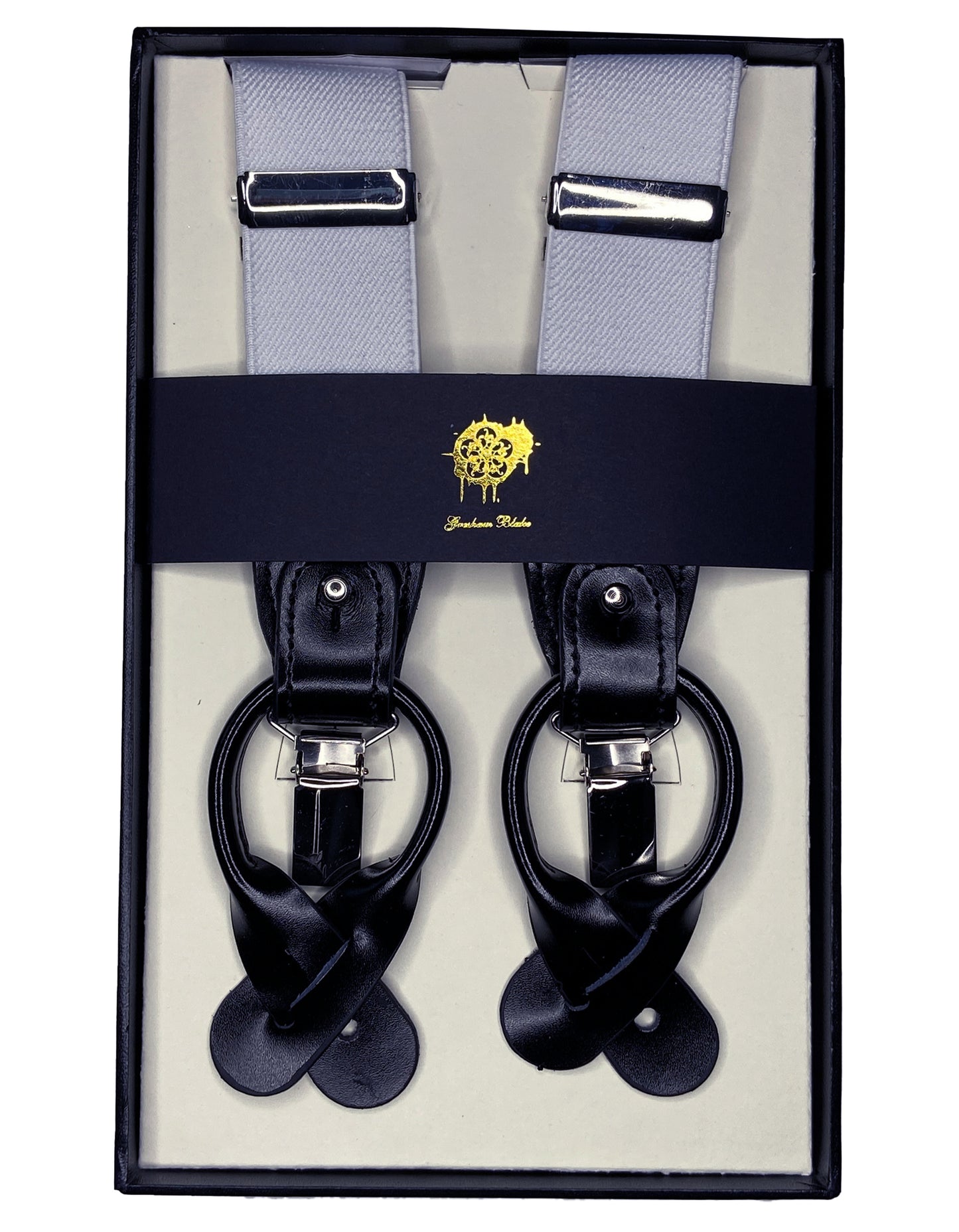 mens silver braces 2 in 1