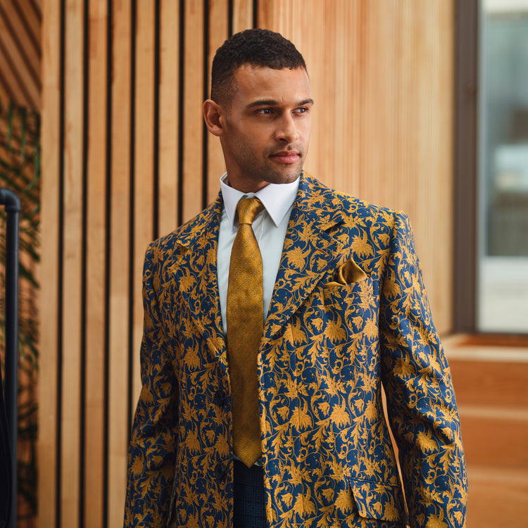 jaquard jacket blue and gold