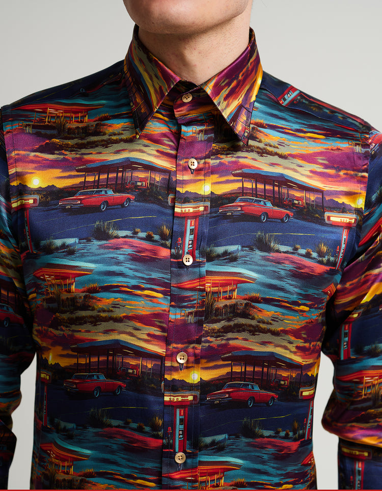 Garage at Dusk Silk Shirt