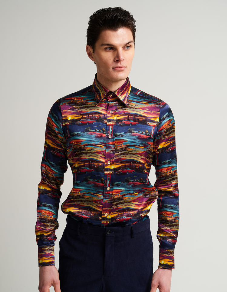 Garage at Dusk Silk Shirt