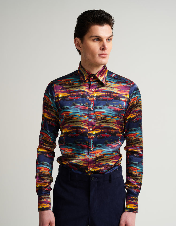 Garage at Dusk Silk Shirt