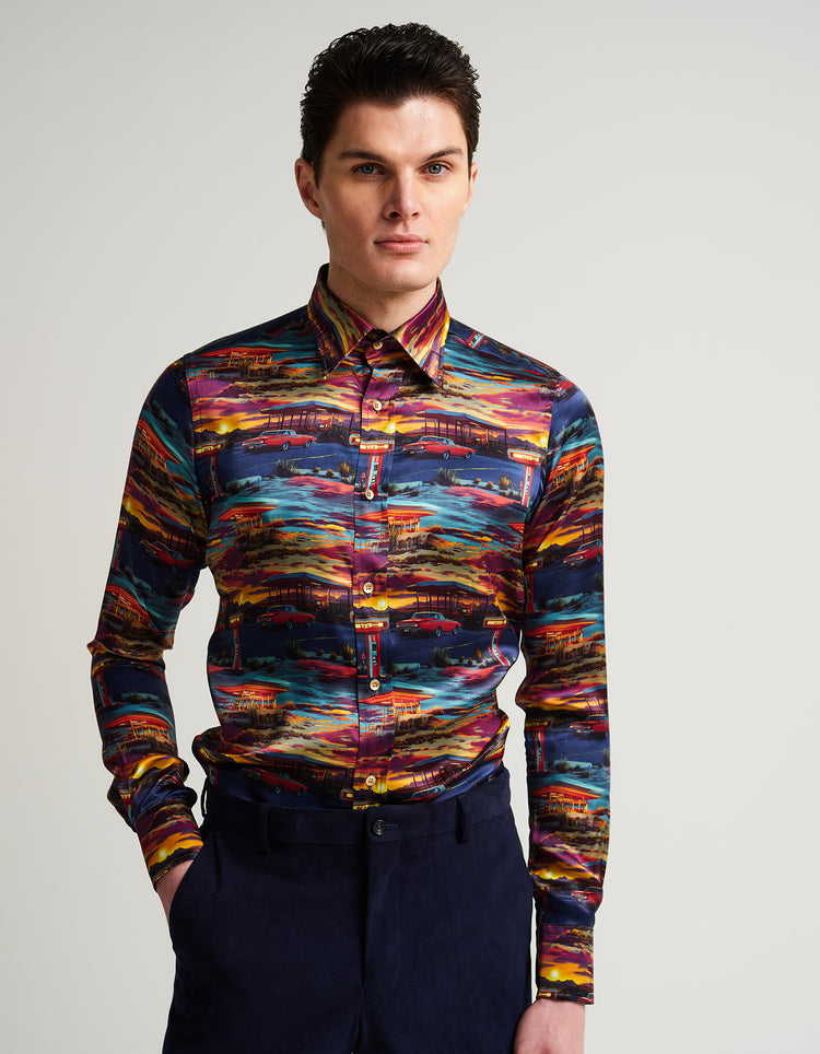 Garage at Dusk Silk Shirt