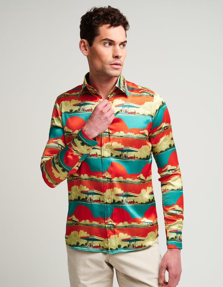 Garage at Dawn Silk Shirt