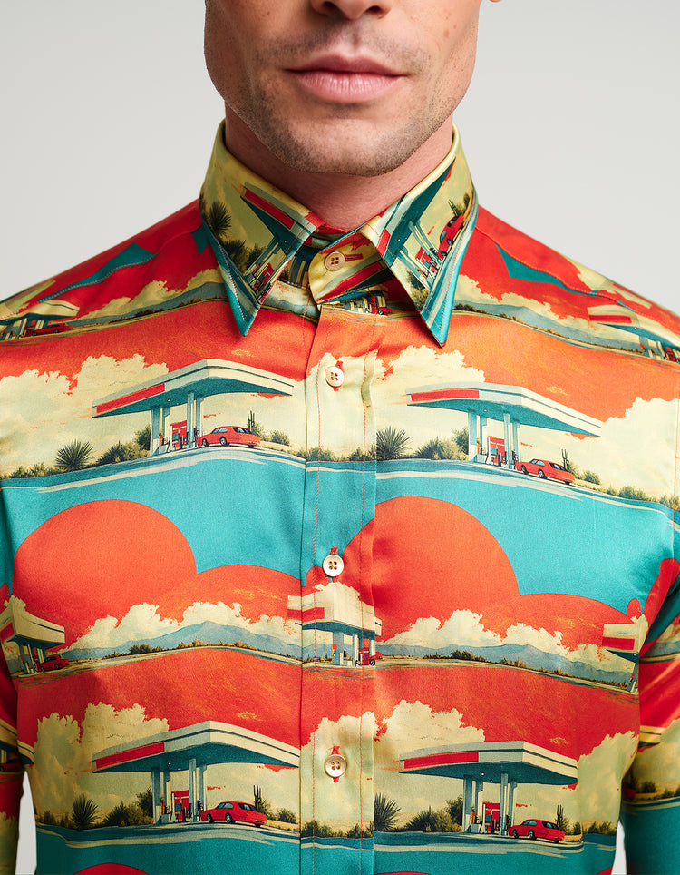 Garage at Dawn Silk Shirt