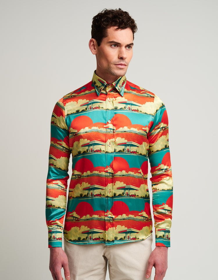 Garage at Dawn Silk Shirt