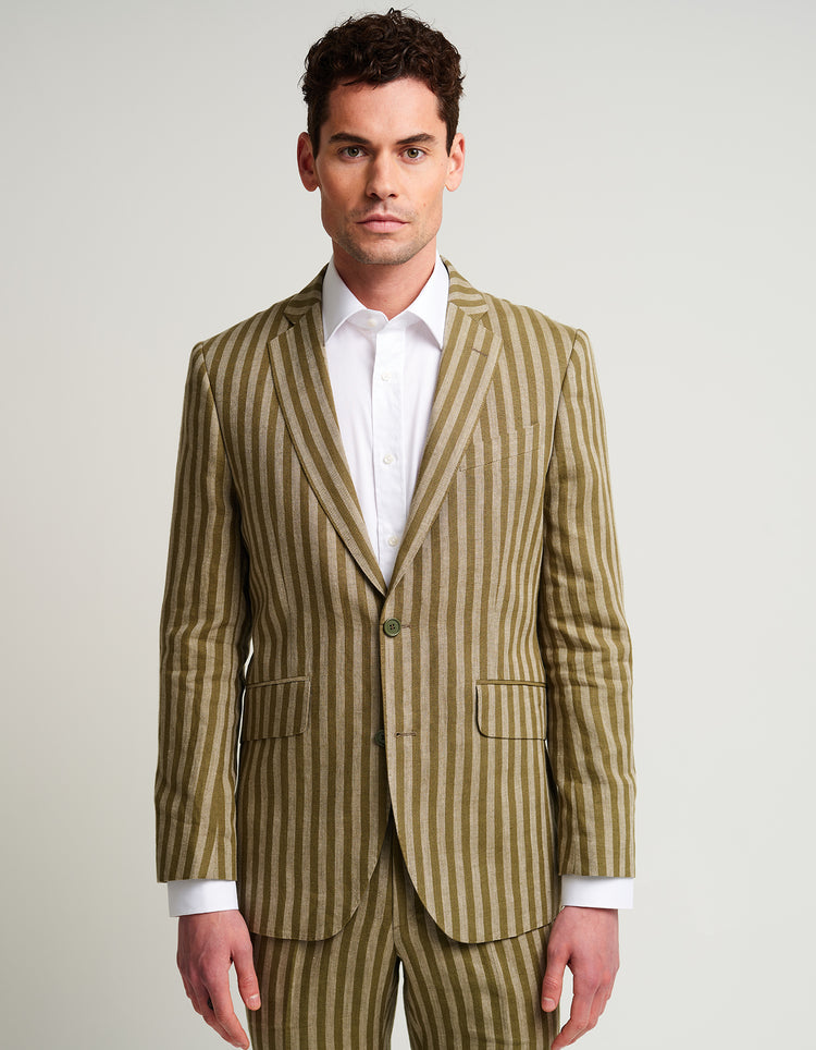 Green Stripe Linen Suit