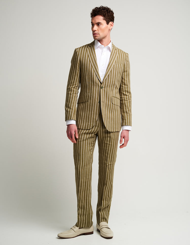 Green Stripe Linen Suit