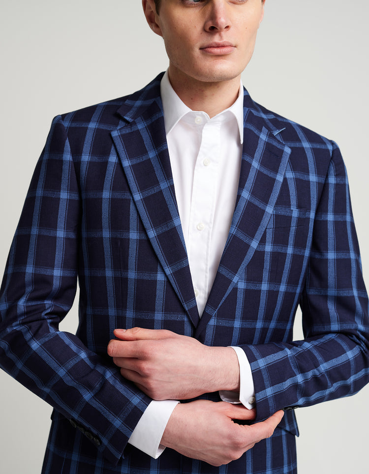 Navy & Blue Windowpane Suit