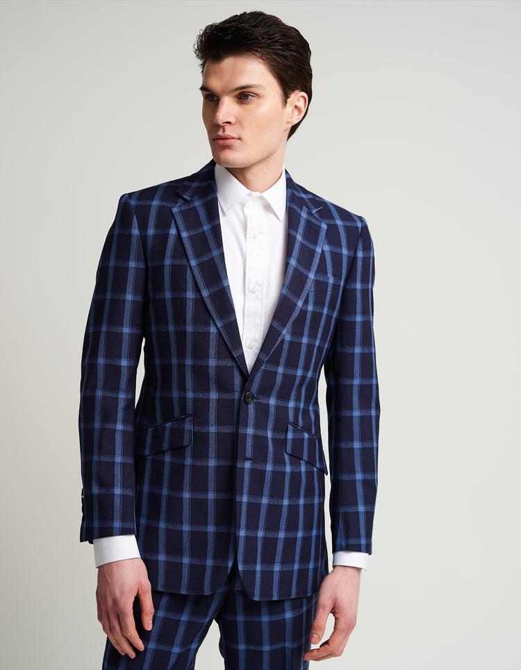 Navy & Blue Windowpane Suit