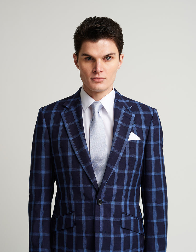 Navy & Blue Windowpane Suit