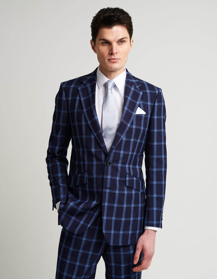 Navy & Blue Windowpane Suit