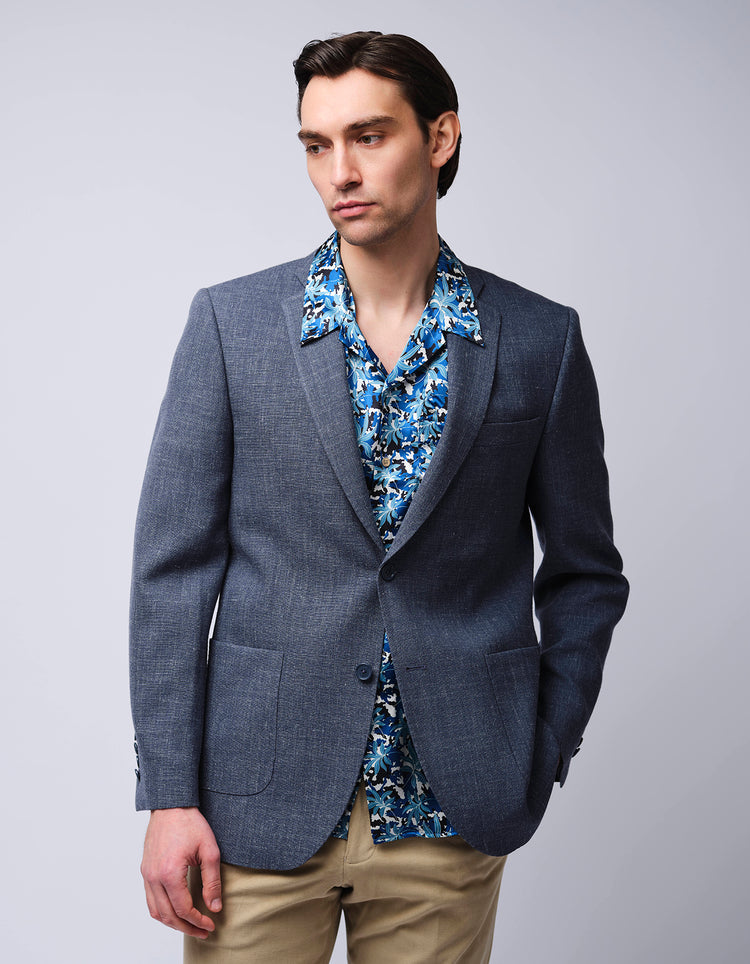 Light Blue Wool Linen Jacket