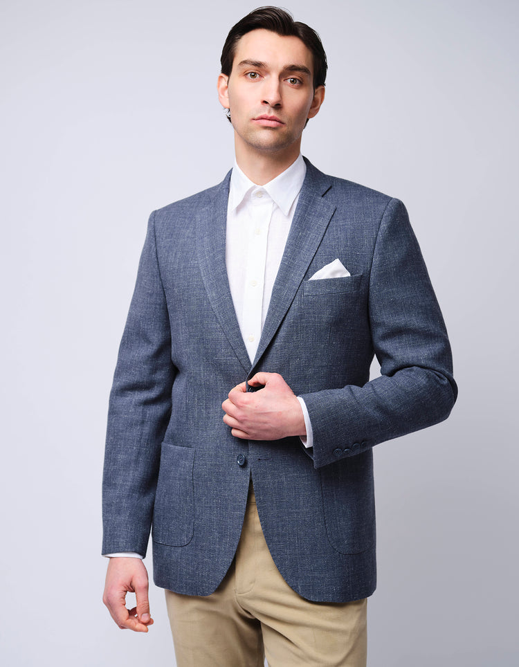 Light Blue Wool Linen Jacket