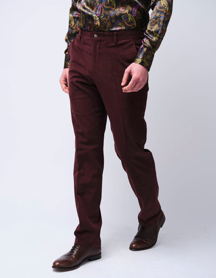 Burgundy Cotton Stretch Chino