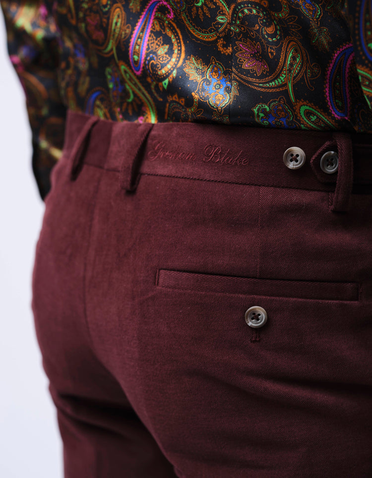Burgundy Cotton Stretch Chino