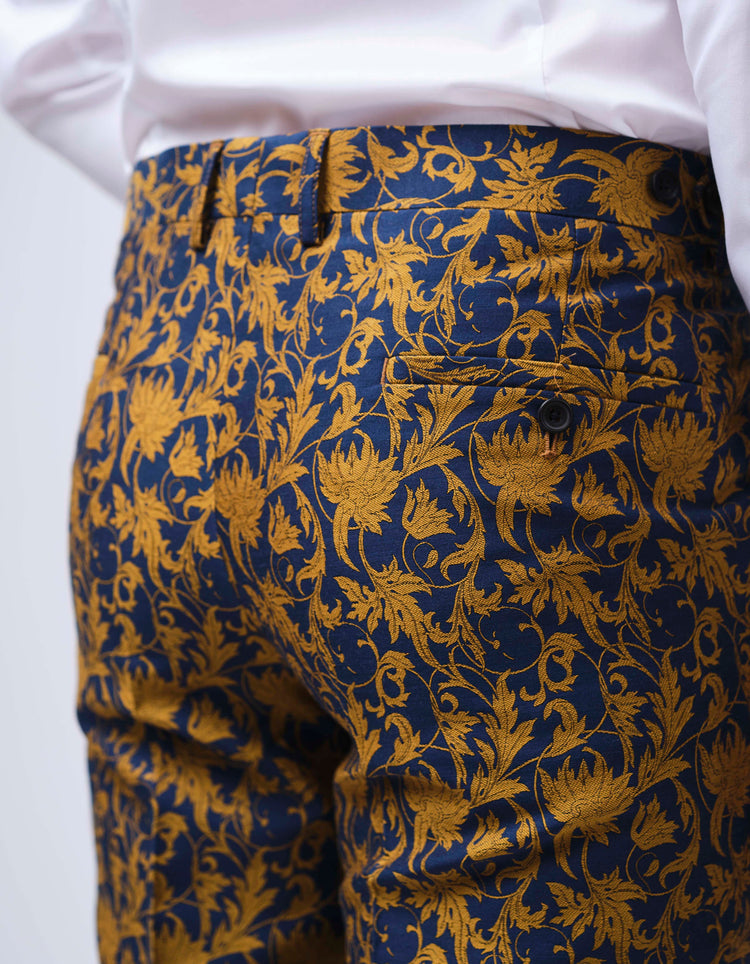 Gold & Navy Jacquard Chino
