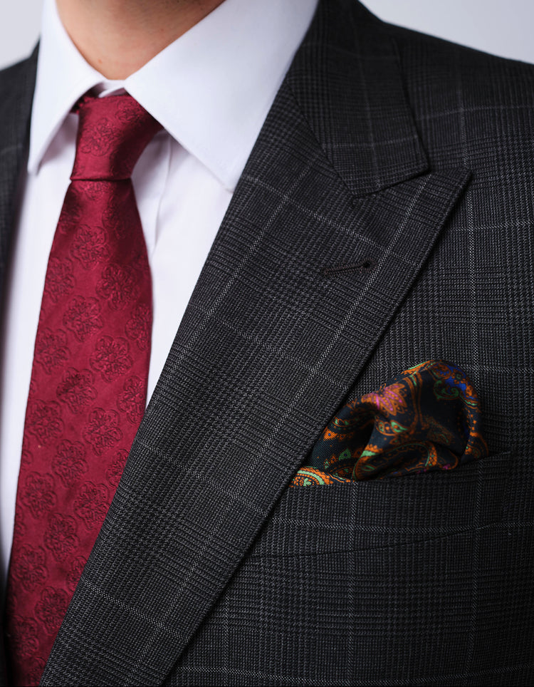 Grey Check Double Breasted Wool Suit