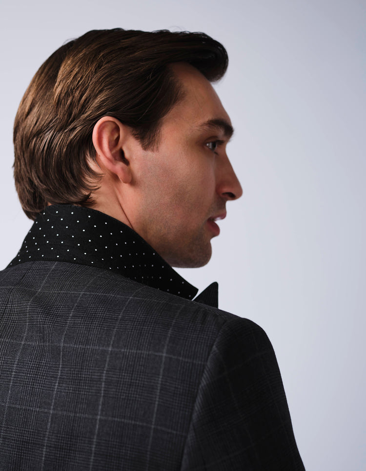 Grey Check Double Breasted Wool Suit