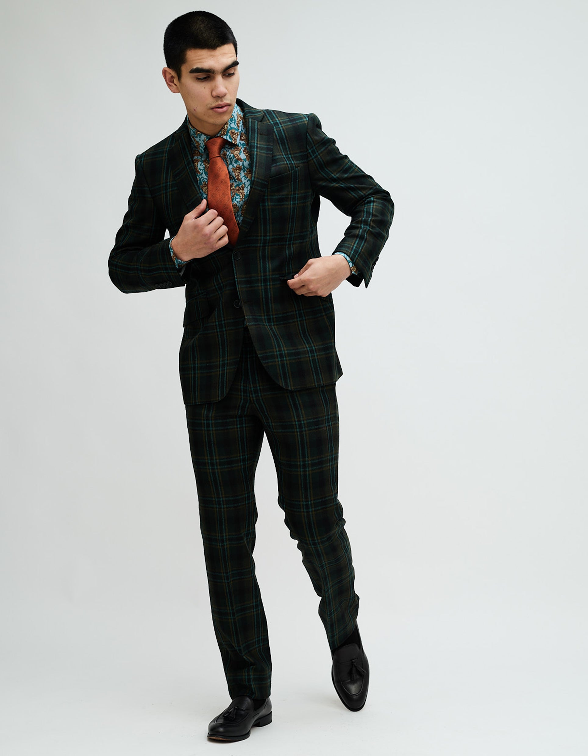 Green Check Suit Mens
