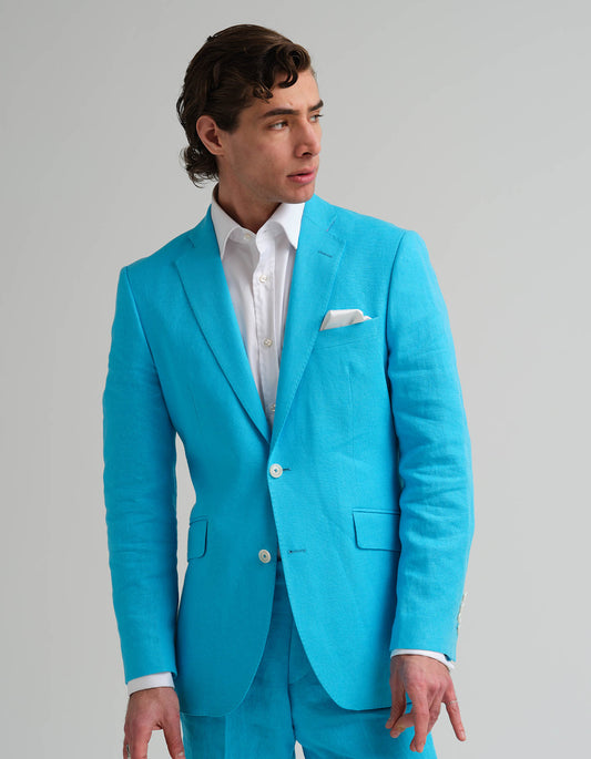 Turquoise Linen 2 Piece Suit