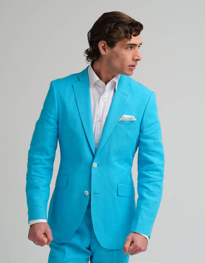 Turquoise Linen 2 Piece Suit